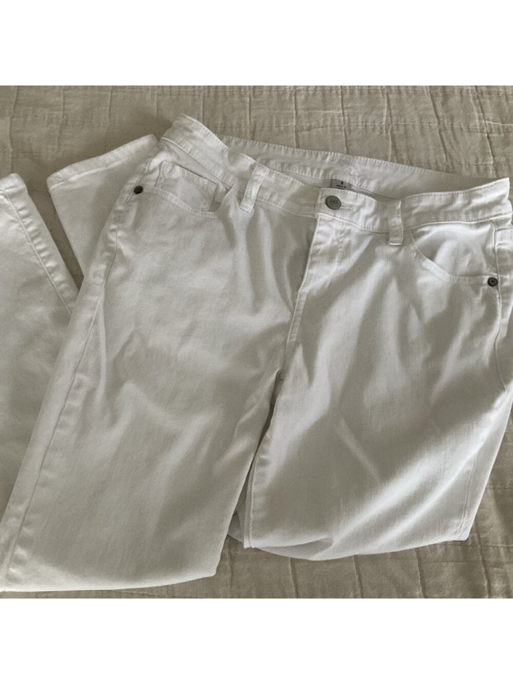Tommy Bahama Ella Twill High Rise Ankle Jeans SZ 6 White Slim Stretch Denim New